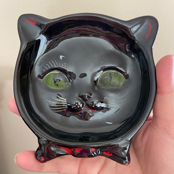 Shafford Other - Vintage Shafford Black Cat Ashtray Trinket Dish Red ware Vintage Decor